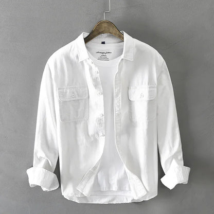 Men’s Streetwear Cotton Shirt – Button-Up & Pocketed