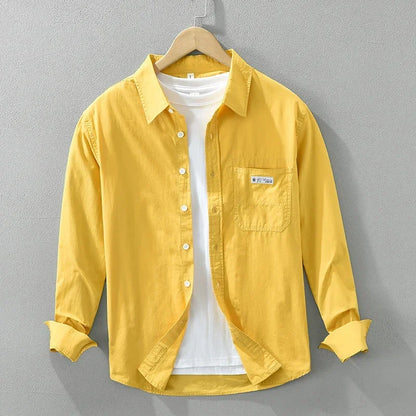 2025 Men’s Casual Cotton Shirt – Solid Color