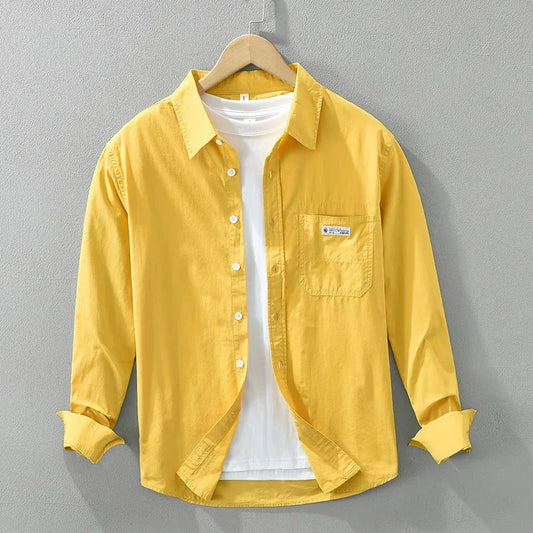 2025 Men’s Casual Cotton Shirt – Solid Color