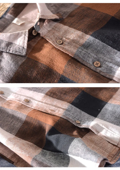 Lightweight Plaid Linen Shirt – Men’s Long Sleeve