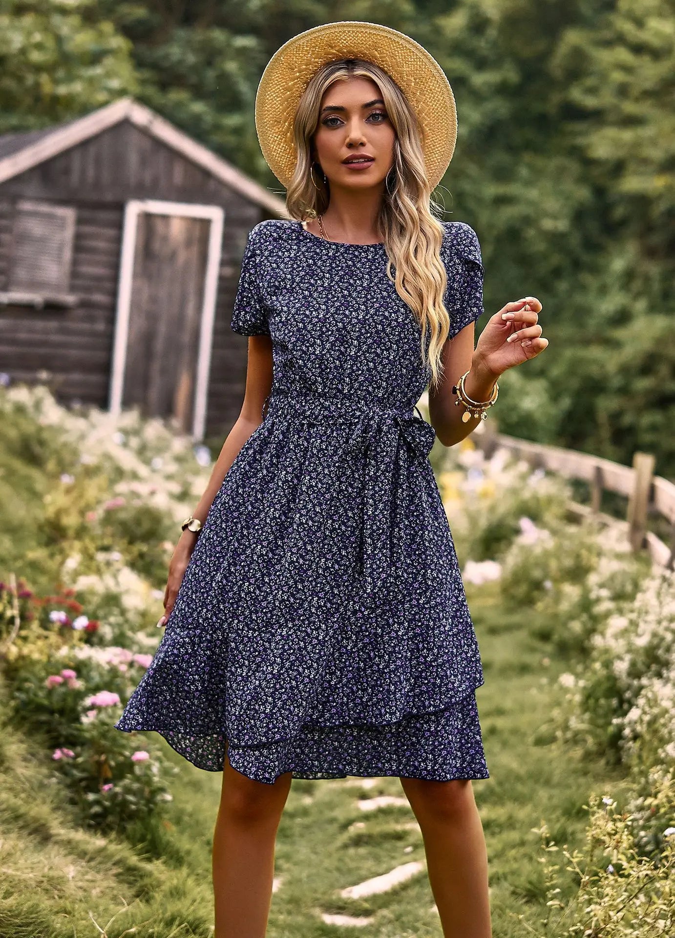 FloraFemme High Waist Pleated Dress