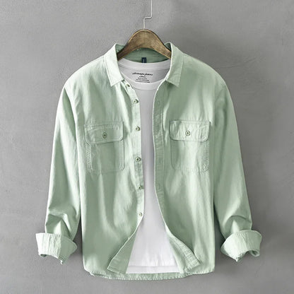 Men’s Streetwear Cotton Shirt – Button-Up & Pocketed