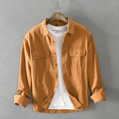 Men’s Streetwear Cotton Shirt – Button-Up & Pocketed