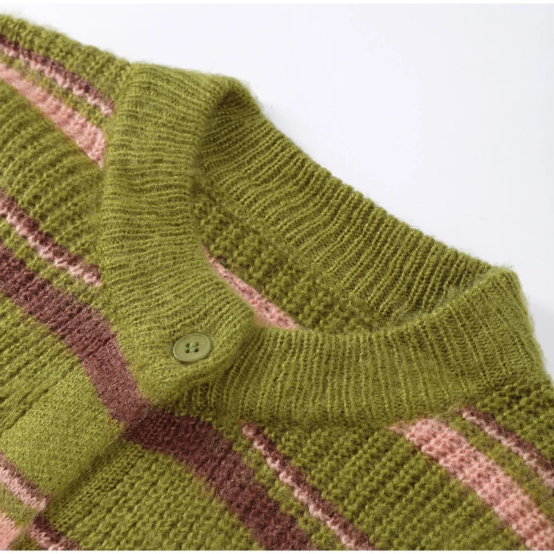 Elegant Striped V-Neck Cardigan