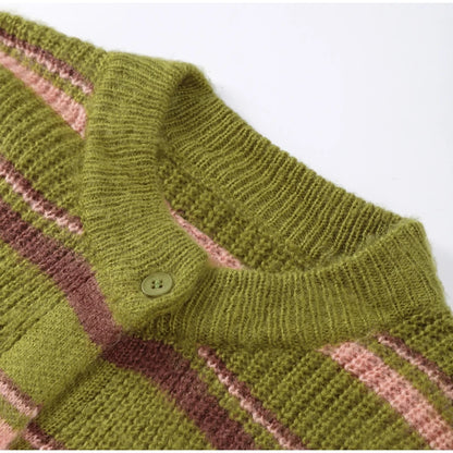 Elegant Striped V-Neck Cardigan