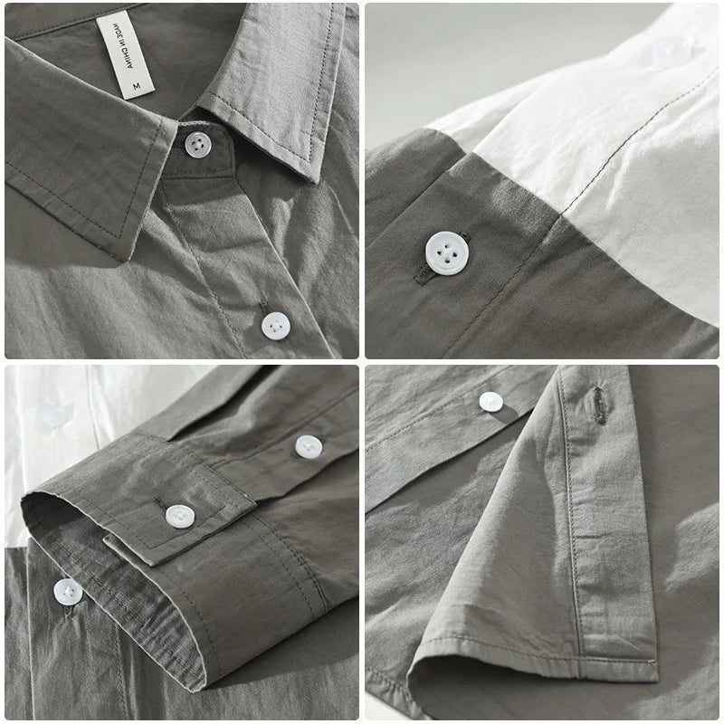 Contrasting Color Shirt – Long Sleeve Casual Fit