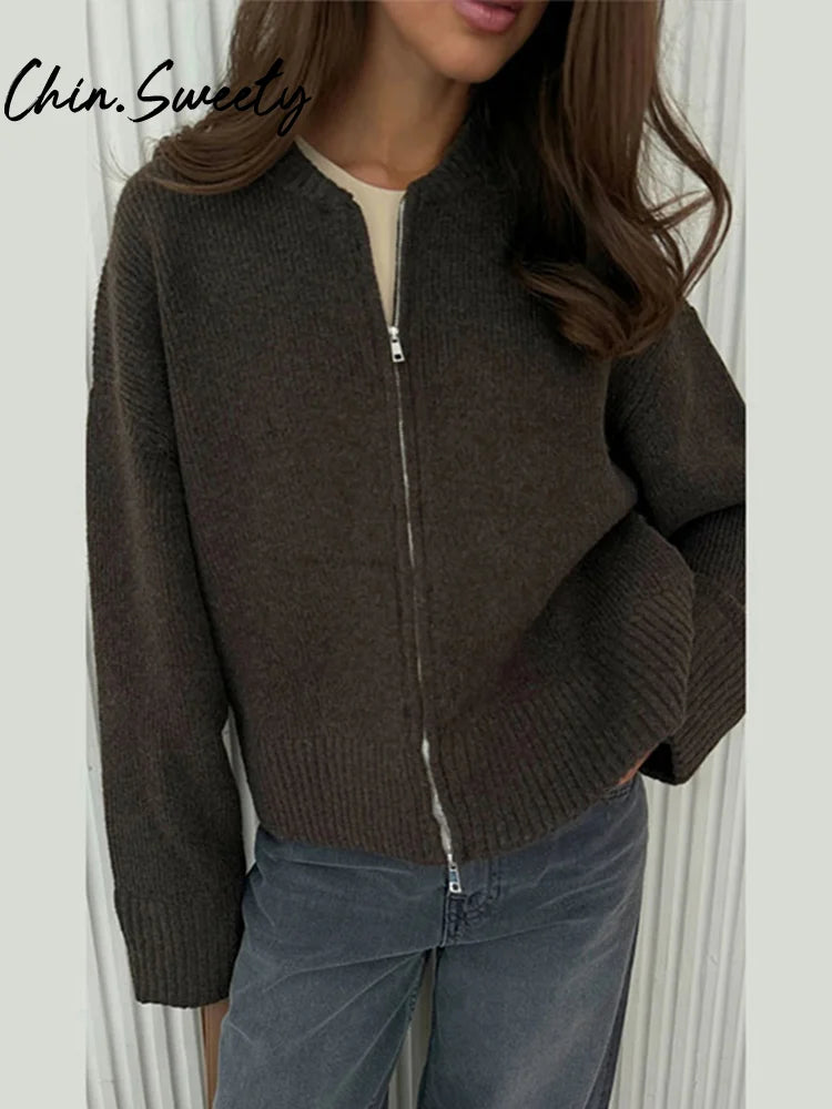 Vintage Zip Knit Cardigan