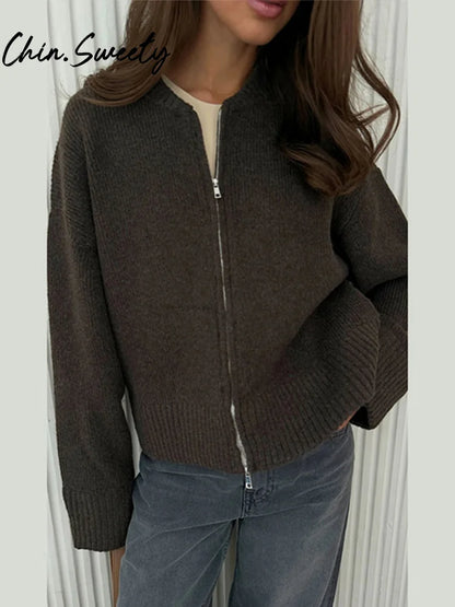 Vintage Zip Knit Cardigan