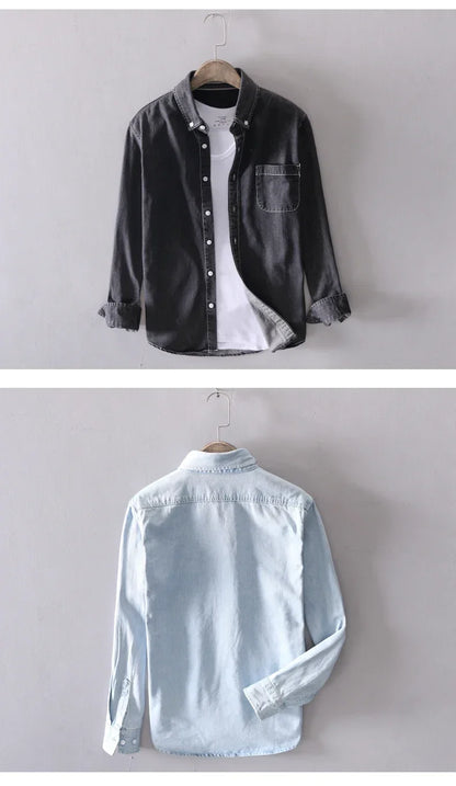 Light Blue & Black Denim Shirt – Men’s Fashion