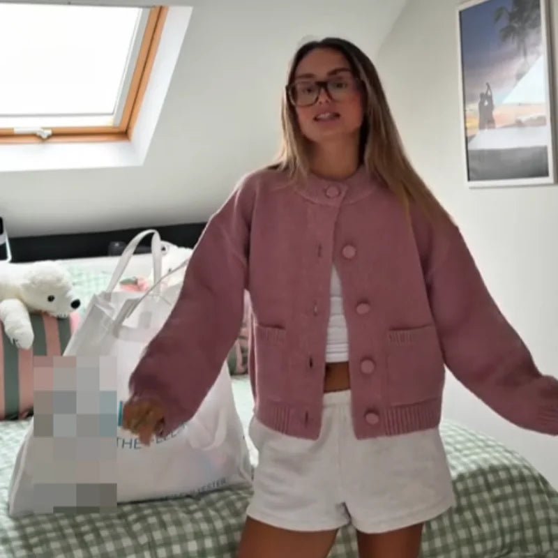 Elegant Striped V-Neck Cardigan