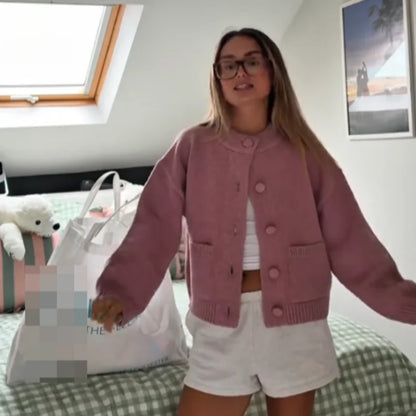 Elegant Striped V-Neck Cardigan