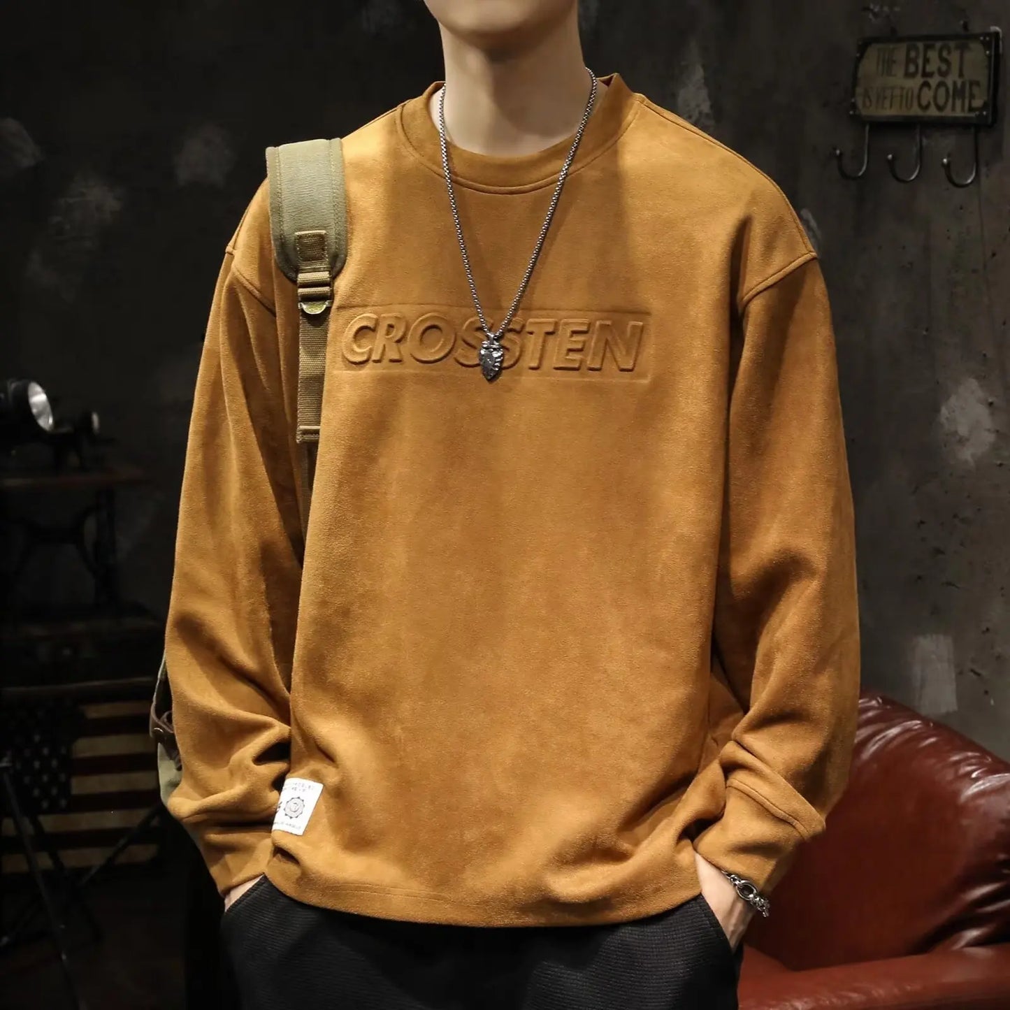 American 3D Steel Print Suede Hoodie