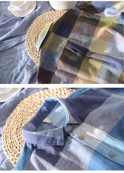 Lightweight Plaid Linen Shirt – Men’s Long Sleeve