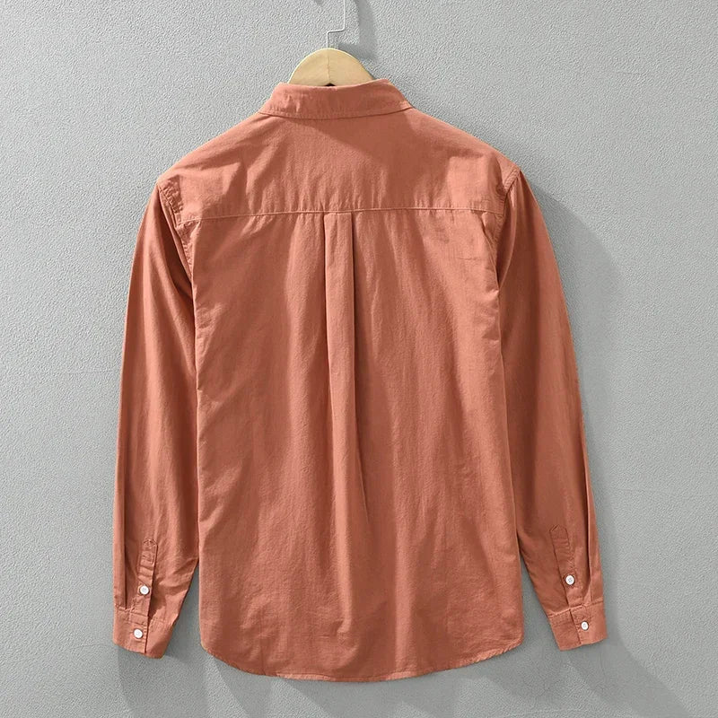2025 Men’s Casual Cotton Shirt – Solid Color