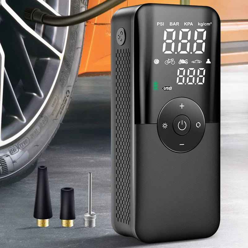Cordless Digital Tire Inflator – Portable Rechargeable Air Pump for Car, Bike & Balls