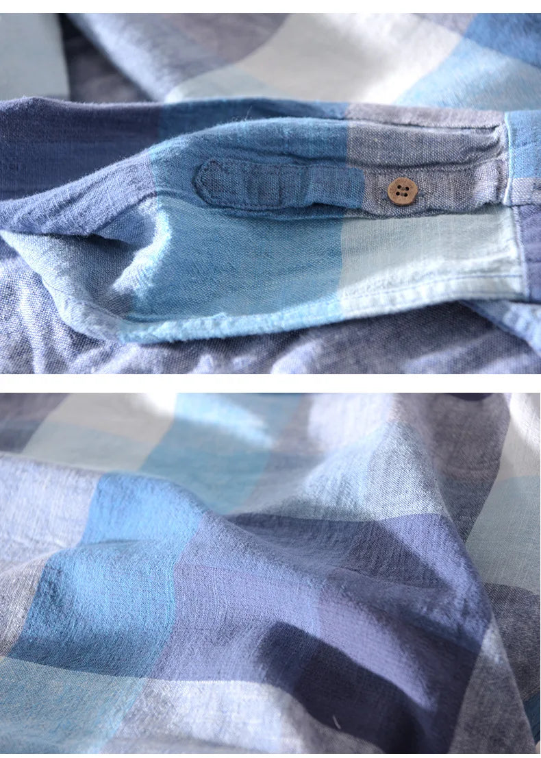 Lightweight Plaid Linen Shirt – Men’s Long Sleeve