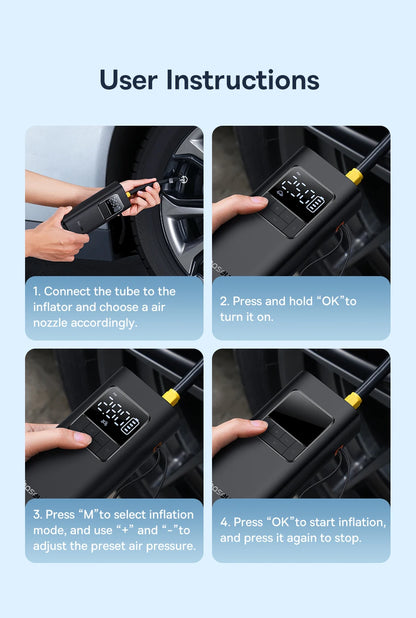 Wireless Digital Tire Inflator – Portable Smart Air Compressor for Car, Bike & Motorcycle