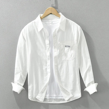 2025 Men’s Casual Cotton Shirt – Solid Color