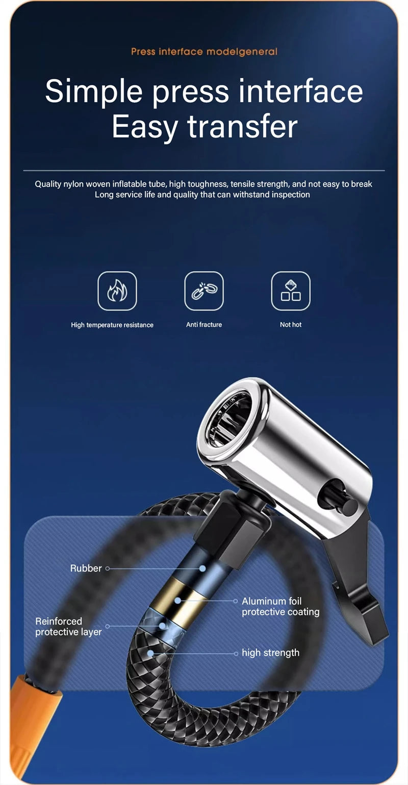 Portable 150 PSI Rechargeable Tire Inflator – Digital Air Compressor for Car, Bike & Motorcycle